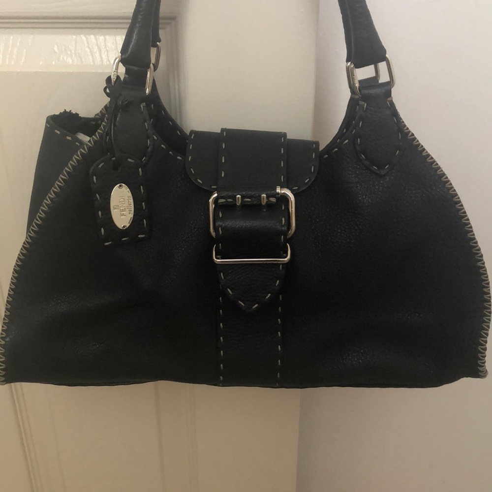 Vintage Fendi leather bag with Sterling silver tag